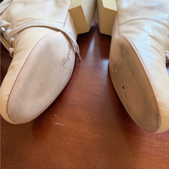 Beige Lace-Up Ankle Booties for Women